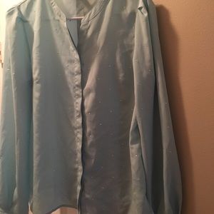 Tiffany Blue Button Down Studded Blouse!